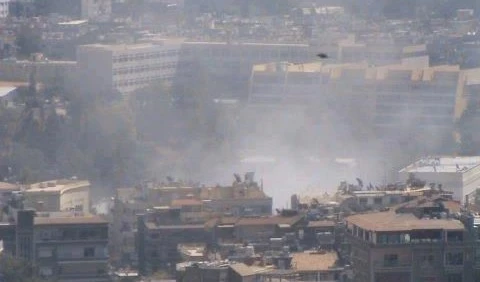 صورة لانفجار دمشق بعد لحظات من وقوعه صورة لانفجار دمشق بعد لحظات من وقوعه