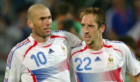 زين الدين زيدان وفرانك ريبيري في كأس العالم 2006 زين الدين زيدان وفرانك ريبيري في كأس العالم 2006