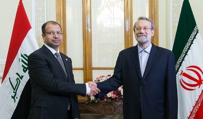 رئيس مجلس الشورى الايراني علي لاريجاني مع نظيره العراقي سليم الجبوري رئيس مجلس الشورى الايراني علي لاريجاني مع نظيره العراقي سليم الجبوري