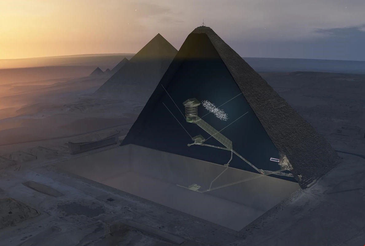 مسح يستخدم الأشعة الكونية يكشف عن هيكل خفي داخل هرم خوفو مسح يستخدم الأشعة الكونية يكشف عن هيكل خفي داخل هرم خوفو