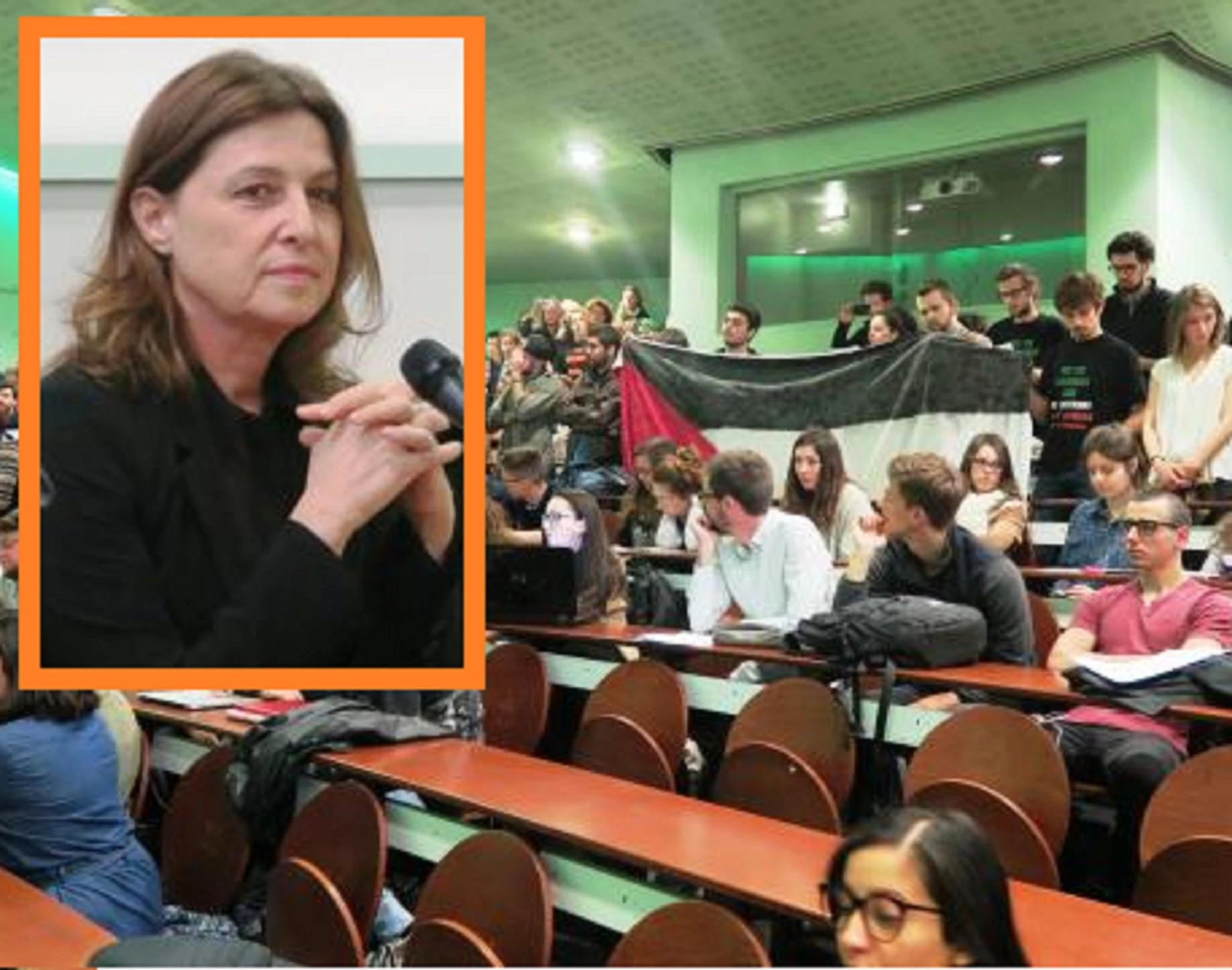 طلاب جامعة بو ران يفاجئون السفيرة الإسرائيلية في جامعتهم ويهتفون لفلسطين طلاب جامعة بو ران يفاجئون السفيرة الإسرائيلية في جامعتهم ويهتفون لفلسطين
