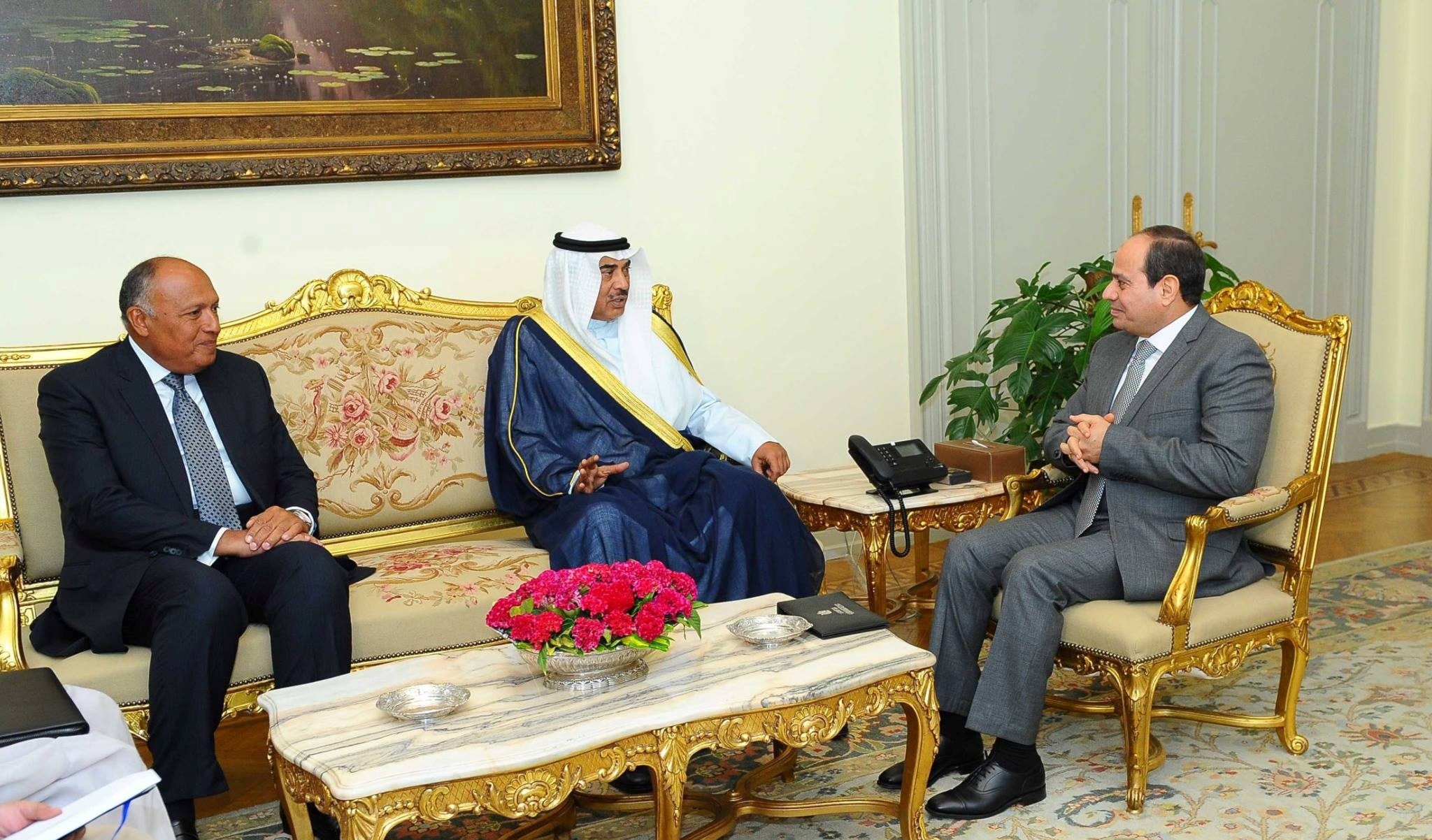 السيسي خلال استقباله وزير الخارجية الكويتي السيسي خلال استقباله وزير الخارجية الكويتي