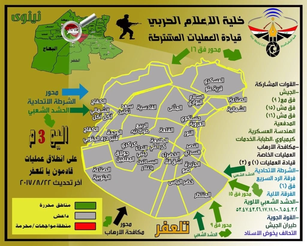 خريطة تلعفر تظهر محاور التحرير خريطة تلعفر تظهر محاور التحرير