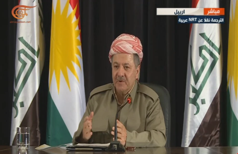 برزاني: جرى خرق الدستور والشراكة لم تعد قائمة مع بغداد برزاني: جرى خرق الدستور والشراكة لم تعد قائمة مع بغداد