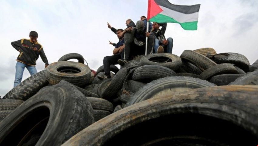 تظاهر عدد من الفلسطينيين قرب مستوطنة كريات أربع في الخليل تظاهر عدد من الفلسطينيين قرب مستوطنة كريات أربع في الخليل