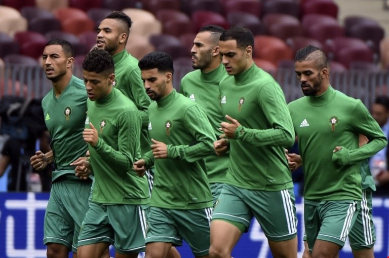لاعبو المغرب في حصّة تدريبية (أ ف ب) لاعبو المغرب في حصّة تدريبية (أ ف ب)