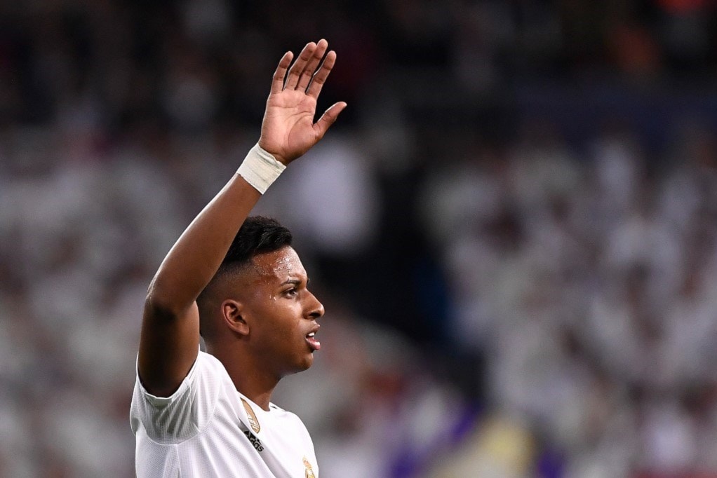 سجّل البرازيلي الواعد رودريغو "هاتريك" لريال مدريد (أ ف ب) سجّل البرازيلي الواعد رودريغو "هاتريك" لريال مدريد (أ ف ب)