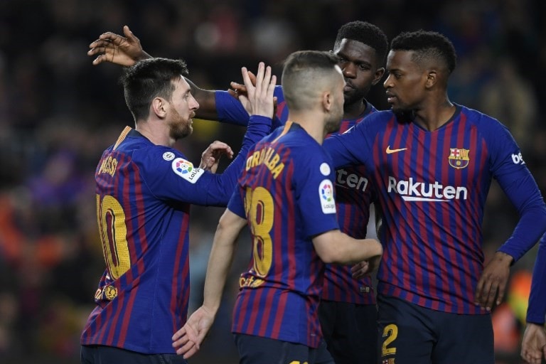 قاد ميسي برشلونة للفوز (أ ف ب) قاد ميسي برشلونة للفوز (أ ف ب)