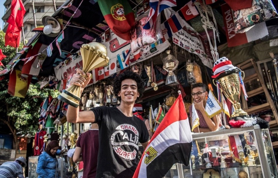 الجمهور يشكّل دعماً قوياً للمنتخب المصري (أ ف ب) الجمهور يشكّل دعماً قوياً للمنتخب المصري (أ ف ب)