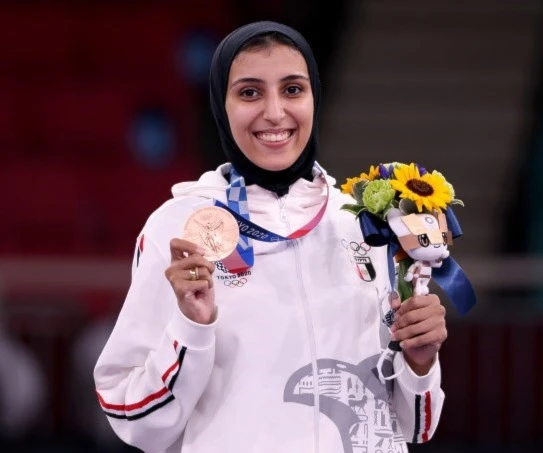جيانا فاروق بعد تتويجاها بالبرونزية في أولمبياد طوكيو 2020 جيانا فاروق بعد تتويجاها بالبرونزية في أولمبياد طوكيو 2020