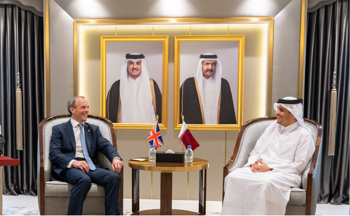Qatar's Foreign Minister with his British Counterpart Dominic Raab