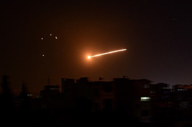 Syrian air defences intercept an Israeli missile in the sky over the Syrian capital Damascus | AFP