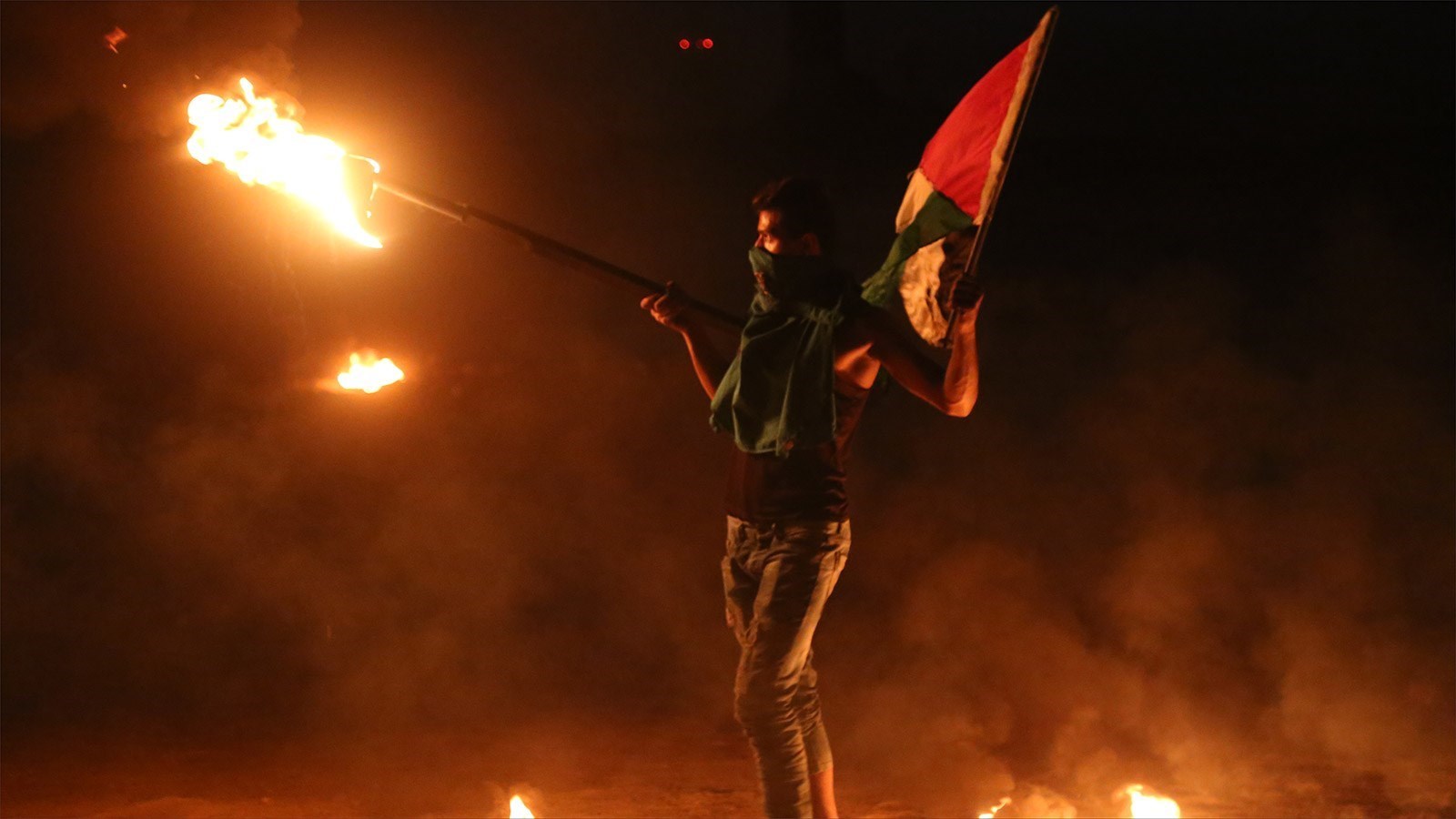 Young Palestinian participating in the Gaza Strip night confusion activities